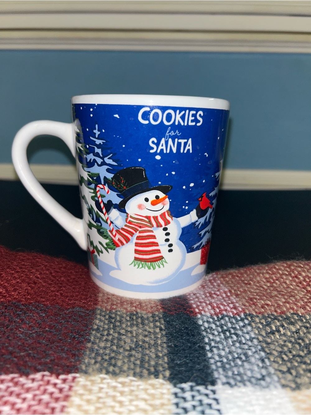Royal Norfolk Blue Snowman "Cookies for Santa" Holiday Mug